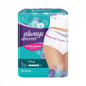 Always discreet Inkontinenz Pants Plus Größe L (Gr. 44 - 54) 6, mittlere bis schwere Blasenschwäche, 9 Stück